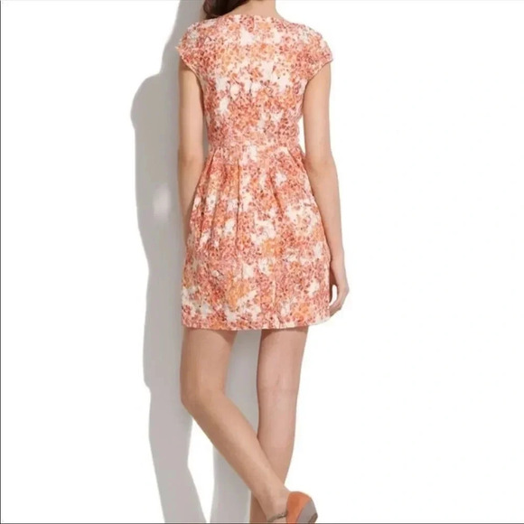 Madewell Orange Floral Print Lace Fit & Flare Mini Dress - Picture 3 of 7